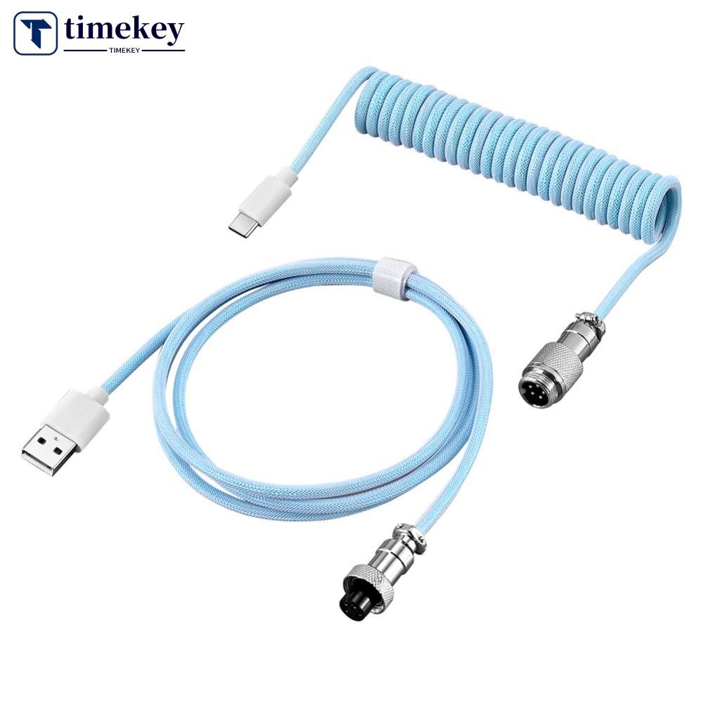 TME USB A ถึง Type C สําหรับคีย์บอร์ดเกมกล Double Sleeved Wire พร้อม GX16 ที่ถอดออกได้ Aviator Coiled Power Cable