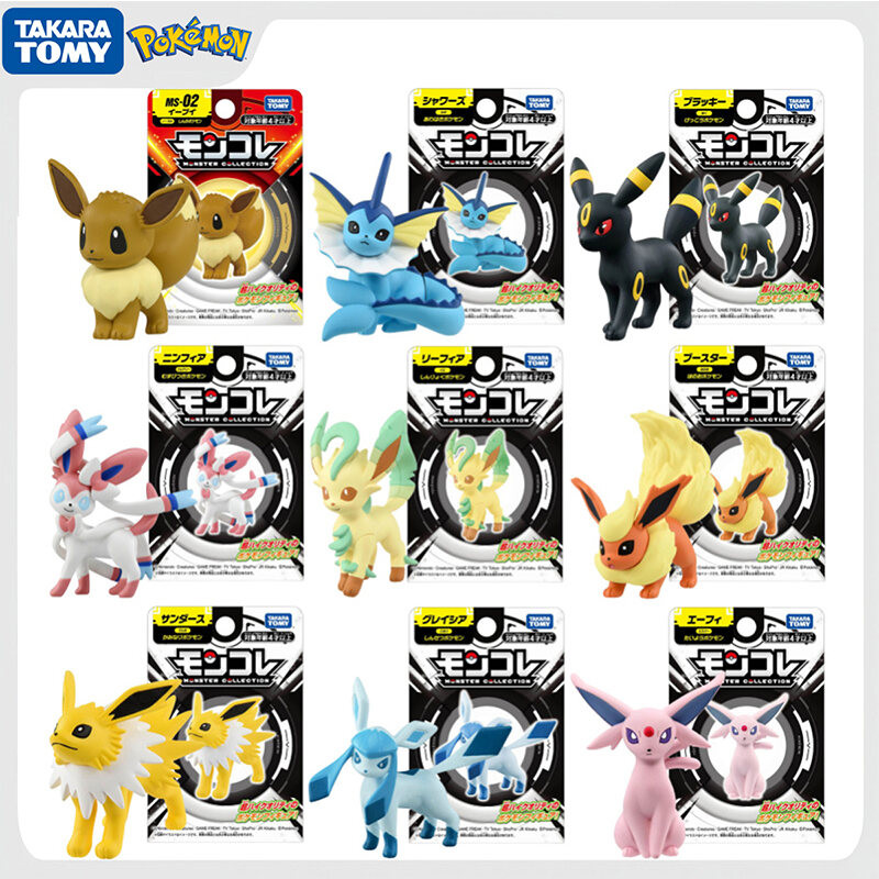 Original Takara Tomy Pokemon Umbreon Eevee Sylveon Vaporeon Sylveon รูปของเล่นอะนิเมะ Flareon Espeon Leafeon PVC ตุ๊กตาของขวัญ