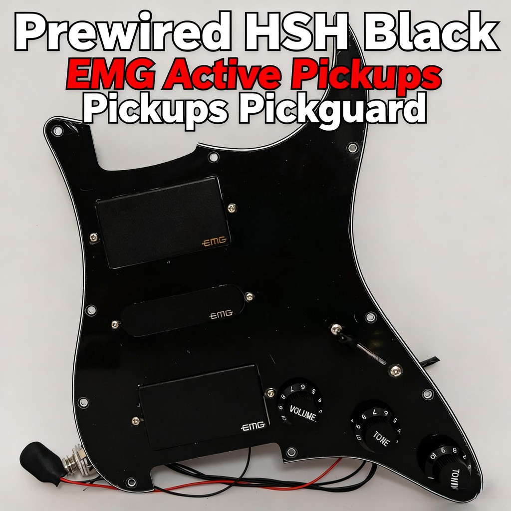 Prewired HSH สีดํา EMG Active Pickups Pickguard SA 81 85 รุ่น Active Humbucker และ Single Coil Picku