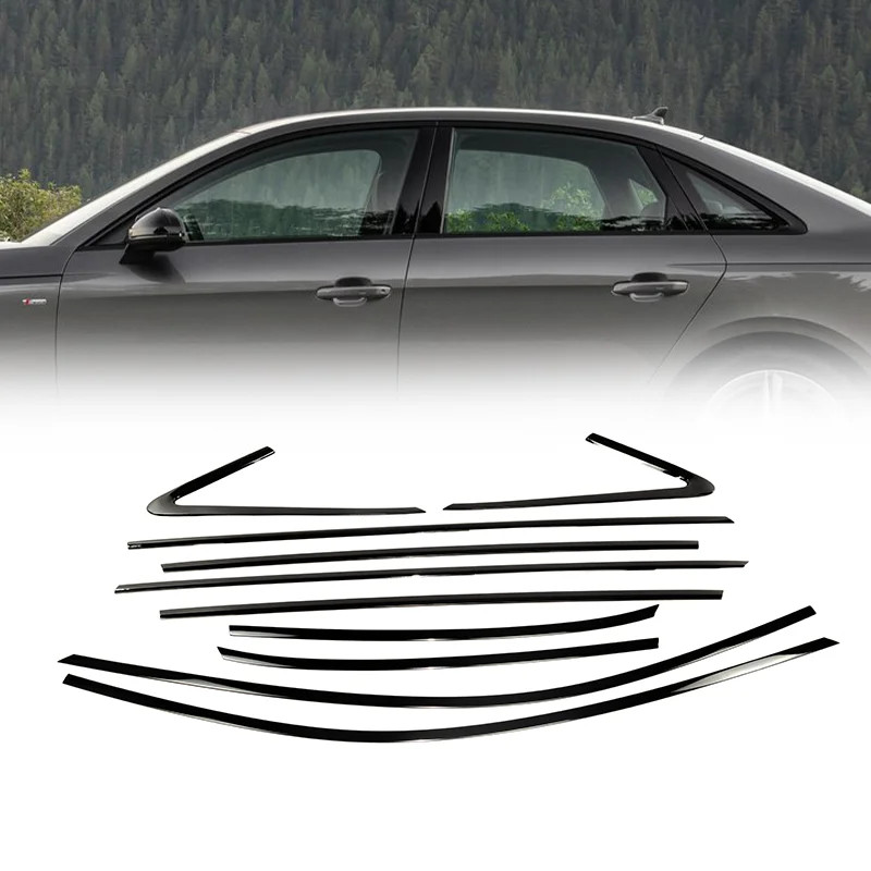 ขายส่งที่กําหนดเองรถอุปกรณ์เสริมสีดําประตู Chrome Window ตกแต่ง Moulding Trim Strip สําหรับ Audi A4 