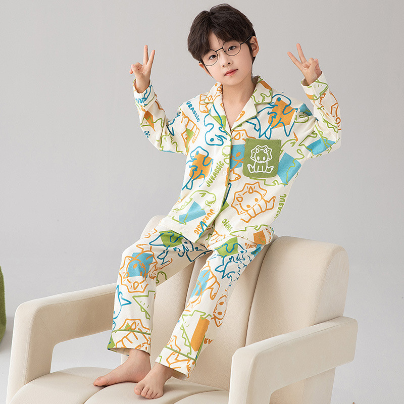 ชุดนอนเด็กวัยหัดเดิน ดีไซน์การ์ตูนน่ารัก ประกอบด้วยเสื้อคาร์ดิแกนแขนยาวและกางเกง