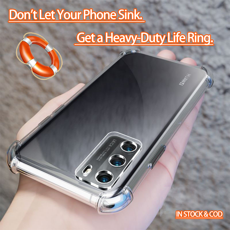 Huawei P40 Pro 5G ELS-NX9 N0 AN00 TN00 AL00 LX4 คริสตัลใส 4 มุมกันกระแทก Soft Jelly เคสโทรศัพท์ฝาหลั