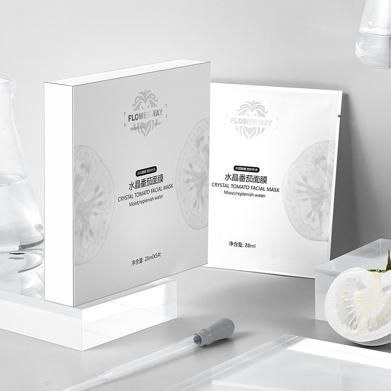 FLOWERWAY Crystal Tomato Mask Moisturizing First Aid Brightening Mask ปรับปรุงความหมองคล้ํา