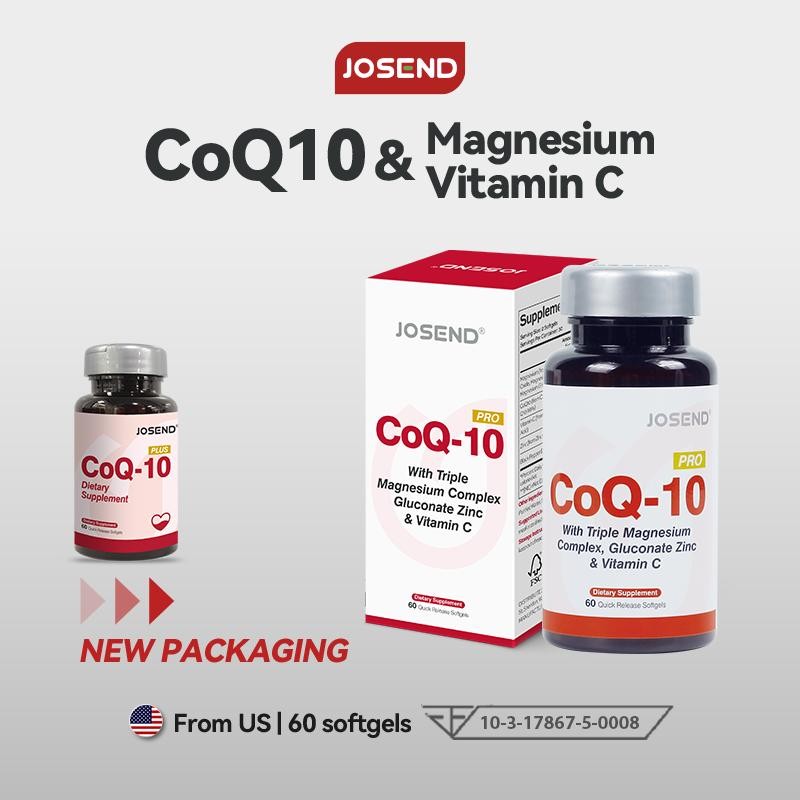 【SiamGlow SELLER】Josend CoQ10 PRO แคปซูลแมกนีเซียมและวิตามินซี 60 เม็ด ช่วยลดคอร์ติซอล ฟื้นฟูหัวใจ ต้านออกซิเดชันผิว และปรับภูมิคุ้มกัน ผ่านอย.