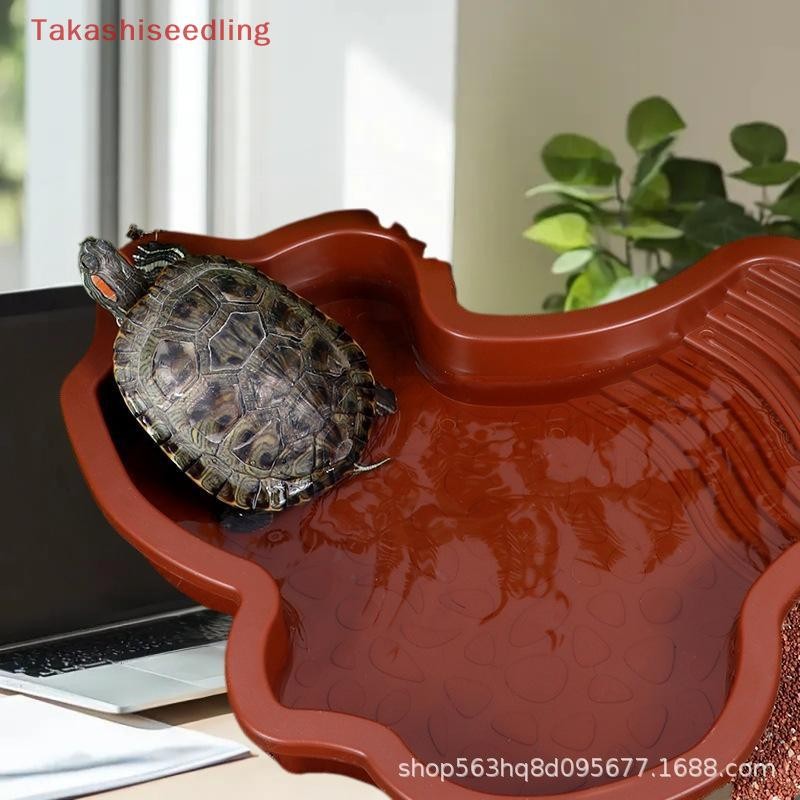 (Takashiseedling) สัตว์เลื้อยคลานจานน้ําพร้อมบันไดหินเลียนแบบกันลื่นชามน้ําอาหารสําหรับเต่าจิ้งจกตุ๊กแกอุปกรณ์สัตว์เลี้ยงขนาดเล็ก