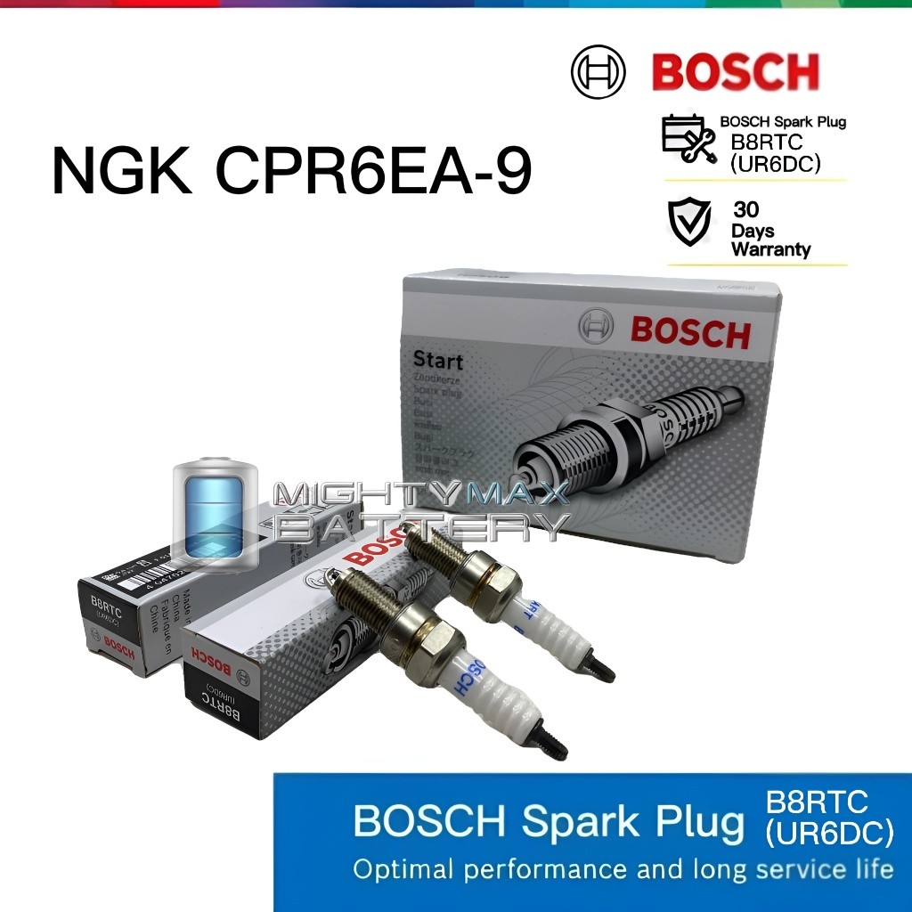 CPR6EA-9 B8RTC UR6DC BOSCH SPARK PLUG PALAM PENCUCUH NGK WAVE125, WAVE110, DASH110, DASH125, FUTURE1