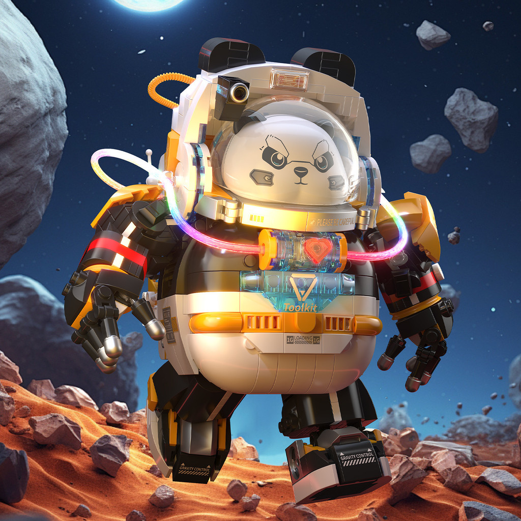 Space Panda Robot Robot Robot Model ของเล่นเพื่อการศึกษาสําหรับเด็กผู้ชายประกอบของเล่น