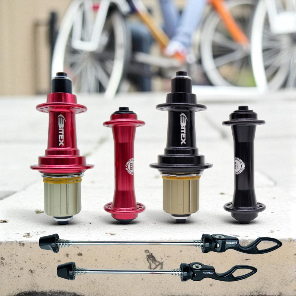 ดุมจักรยานเสือหมอบ Bitex RAF10 (หน้า) / RAR12 (หลัง), J‑Bend, แบริ่ง 4 ตลับ, รองรับ Shimano 10/11s, 