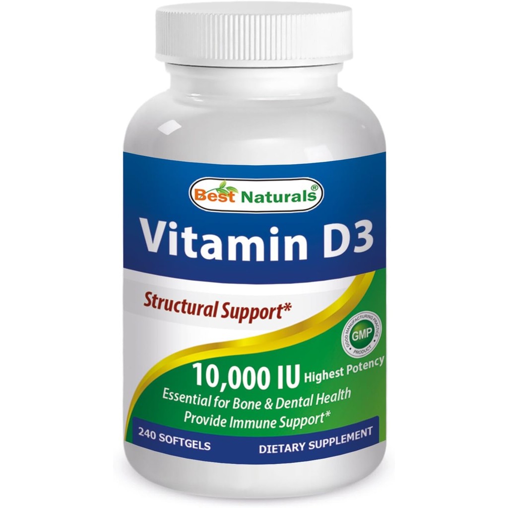 Best Naturals Vitamin D3 10000 IU Softgel, 240 Count