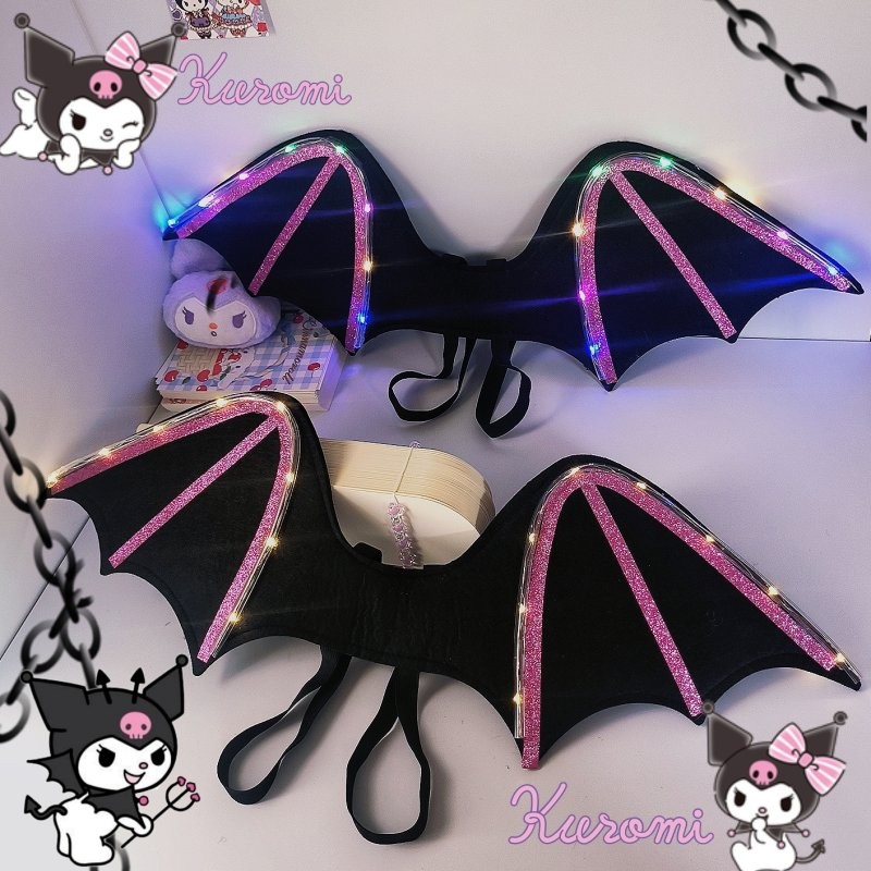 Halloween Kuromi strap wings for girls 'performance Cosplay props, glowing Lolita dress up for child