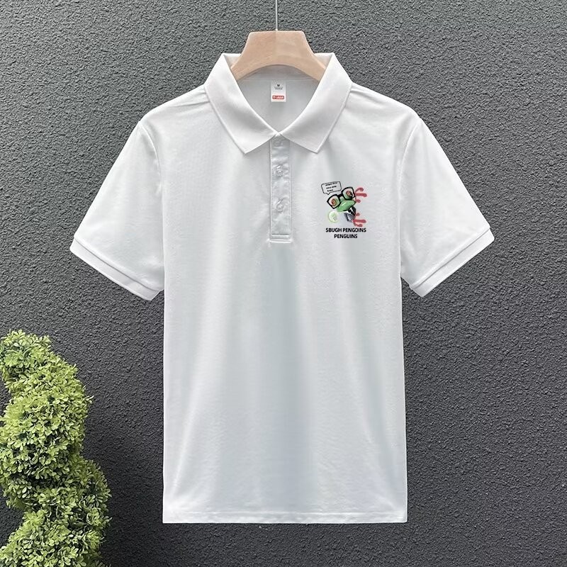 COD 2025 Turn-Down Collar Short Sleeve Polo Shirt Men Trendy Brand Summer T-Shirt Korean Version Sli