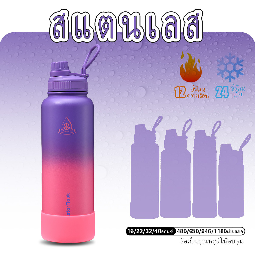 AstarFlask（40oz） สแตนเลส 316 เก็บความร้อนพร้อมฝา เก็บอุณหภูมิ 0-80 องศา ขนาด1.2l ถ้วยน้ำความจุขนาดใหญ่ถ้วยเก็บความร้อน