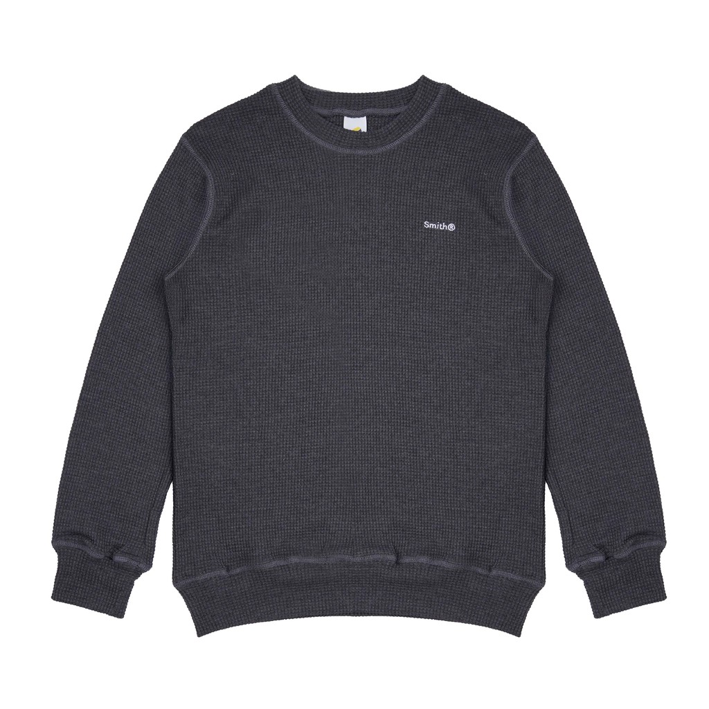 เสื้อสเวตเตอร์คอกลมผู้ชาย House of Smith - Weave Waffle Knit Ls สีเทาเข้ม