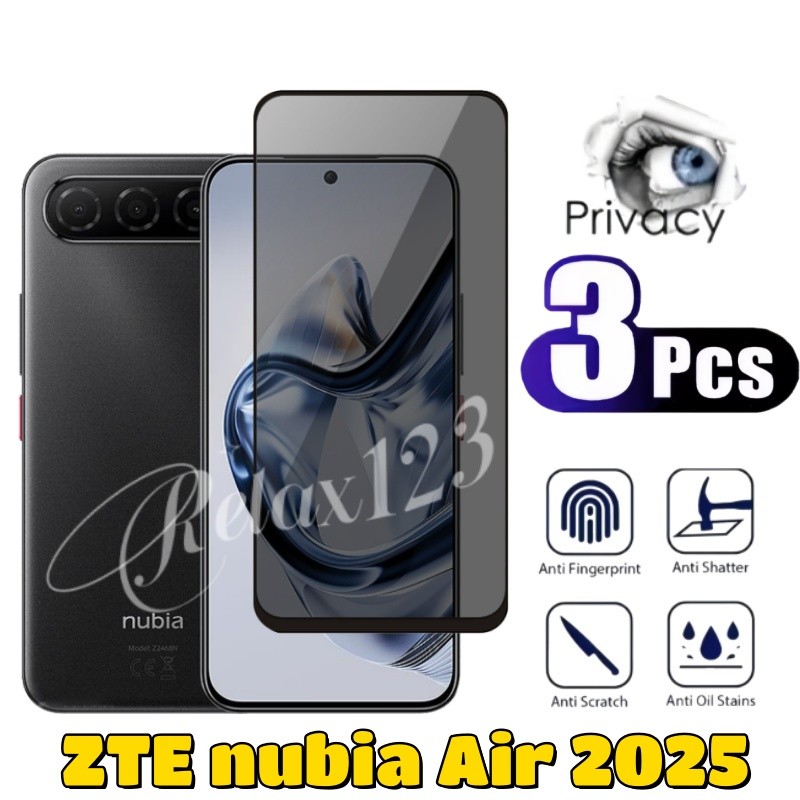 สําหรับ ZTE Nubia Air 5G 2025 3PCS Anti-spy ความเป็นส่วนตัวสําหรับ ZTE nubiaAir ZTE nubiaAir 5G 4G 2025 กระจกนิรภัยหน้าจอป้องกันฟิล์มด้านหน้าฟิล์มโทรศัพท์ฟิล์ม