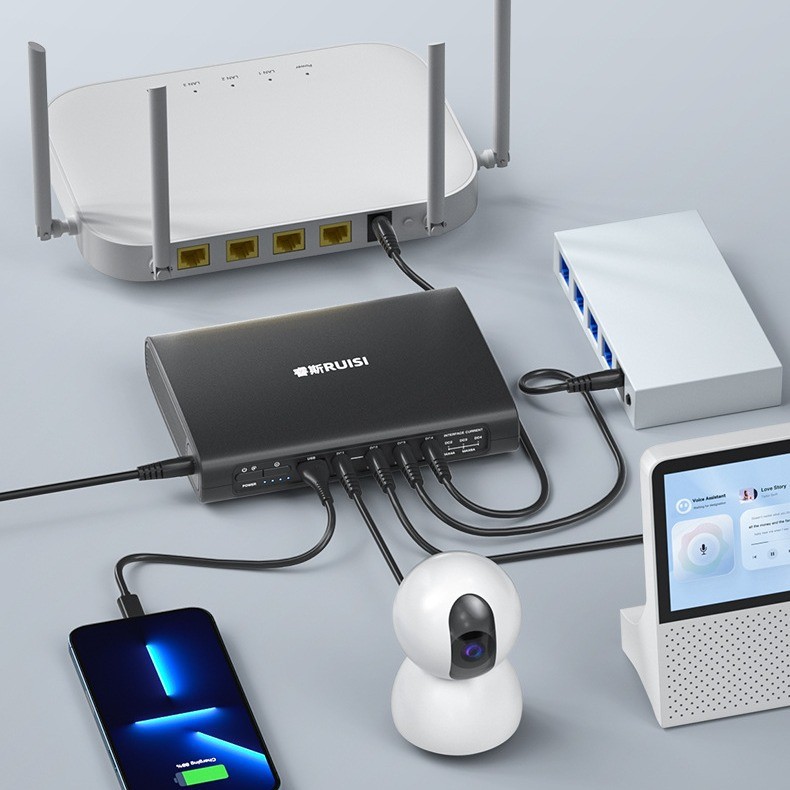 迷你ups不间断电源5V9V12V2A家用多接口路由器监控备用充电宝跨境