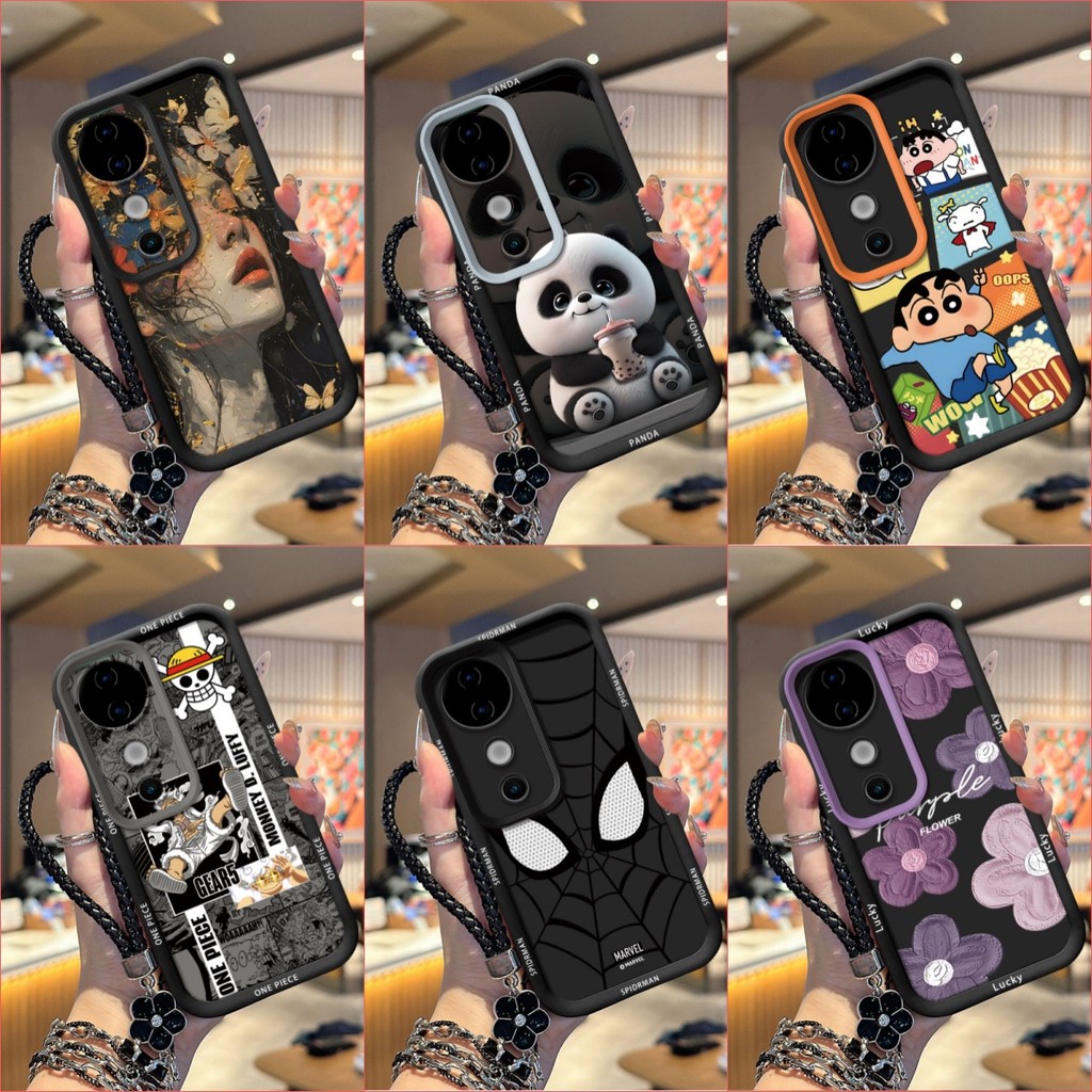 เคส VIVO V40 และ V40 PRO เคสโทรศัพท์ซิลิโคนอ่อนนุ่มเทรนด์ภาพสีดํา TYHS