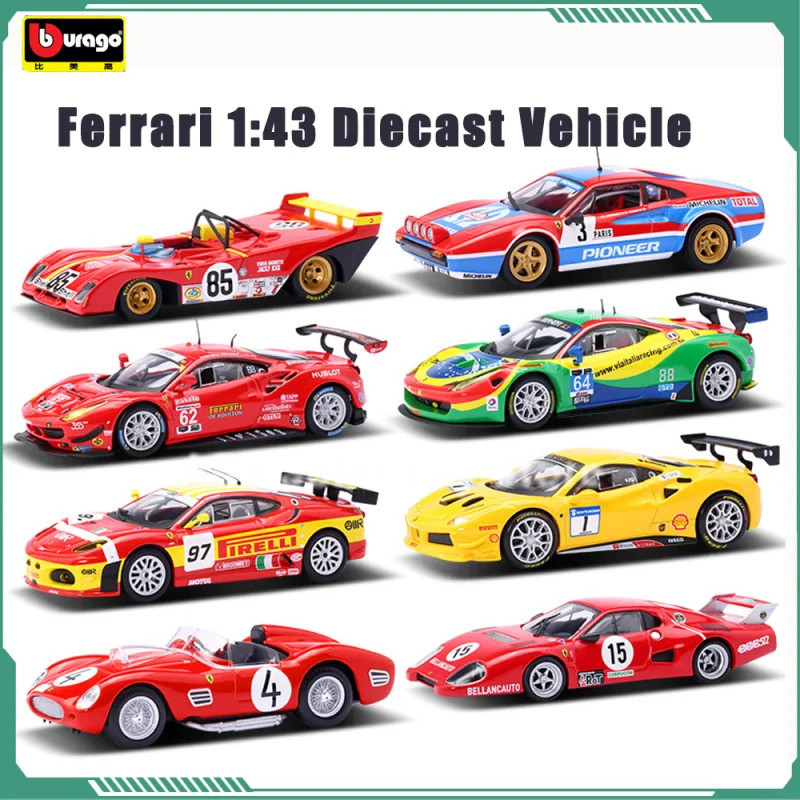 Bburago 1:43 296 GT3 2022 488 250 512 308 312P โลหะผสมรถหรูหรา Diecast ดึงกลับรถรุ่นของเล่นคอลเลกชัน