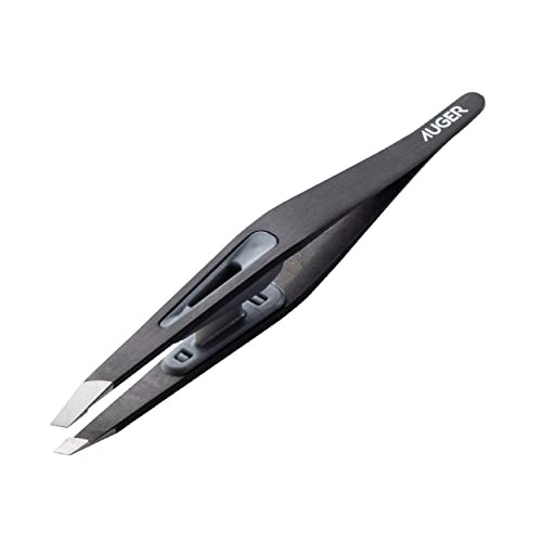 Kai Corporation AUGER Tweezers (AUGER Slanted Tip Eyebrow Tweezers for Unwanted Hair, Men's Grooming