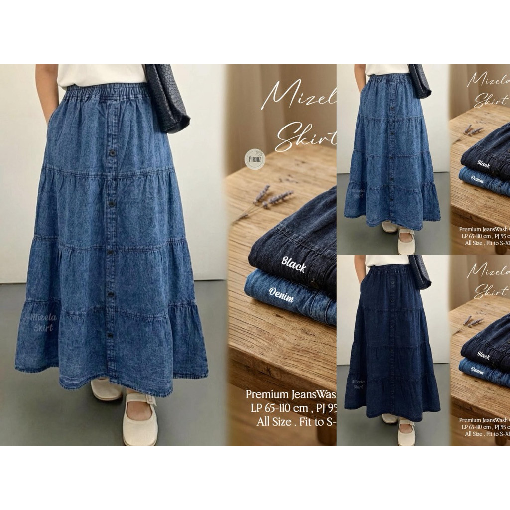 มีกลุ่มผู้ขายอีกครั้งขอแอดมิน er elrumi Mizela Skirt • Wash Lemes Simple Jeans Skirt alya store