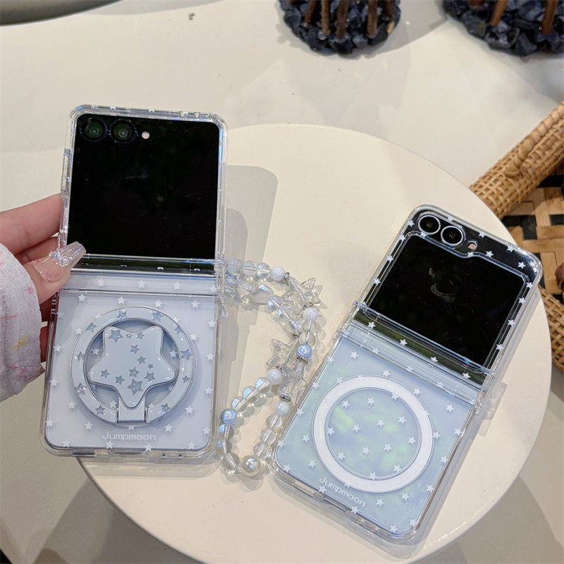 น่ารัก Star Magnetic Bracket สร้อยข้อมือเคสโทรศัพท์สําหรับ Samsung Galaxy Z Flip 8 7 FE 6 5 ฝาครอบ