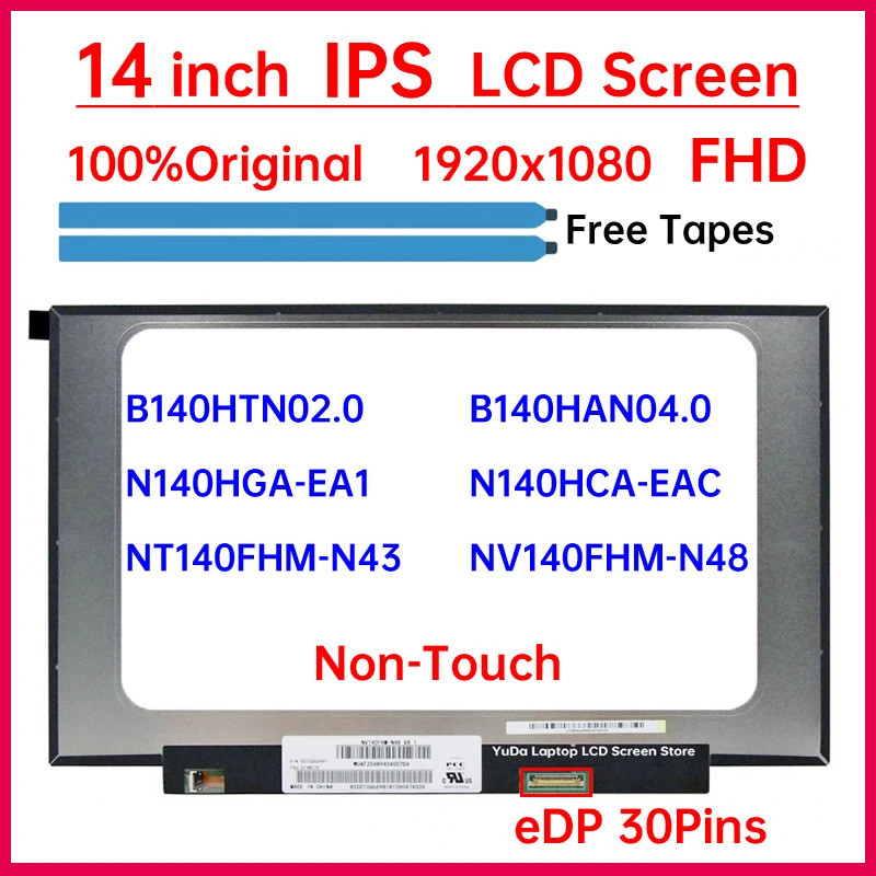 14 "หน้าจอ LCD NT140FHM-N43 NV140FHM-N48 สําหรับ Lenovo ThinkPad E490s จอแสดงผลแผง Matrix เปลี่ยน 19
