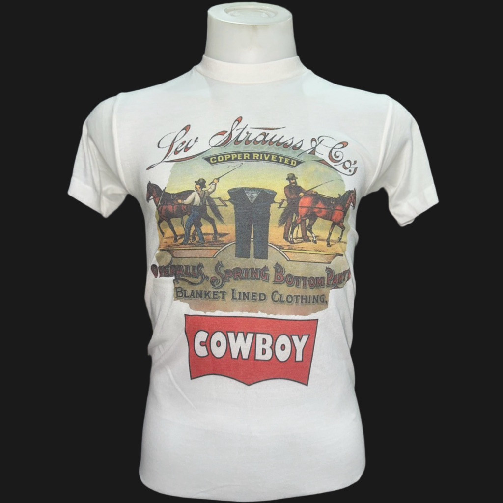 พร้อมส่ง เสื้อยืดผู้ชาย ผ้าบางปากีสกรีนลายคาวบอย แฟชั่น t shirt ใส่สบายสุดๆ