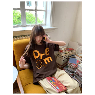 KYO 🌸 เสื้อยืดแขนสั้น ทรงOversize สไตล์เกาหลี พิมพ์ลาย "DREM" COTTON 100% โคตรนุ่ม เสื้อผ้าแฟชั่นผู้หญิง