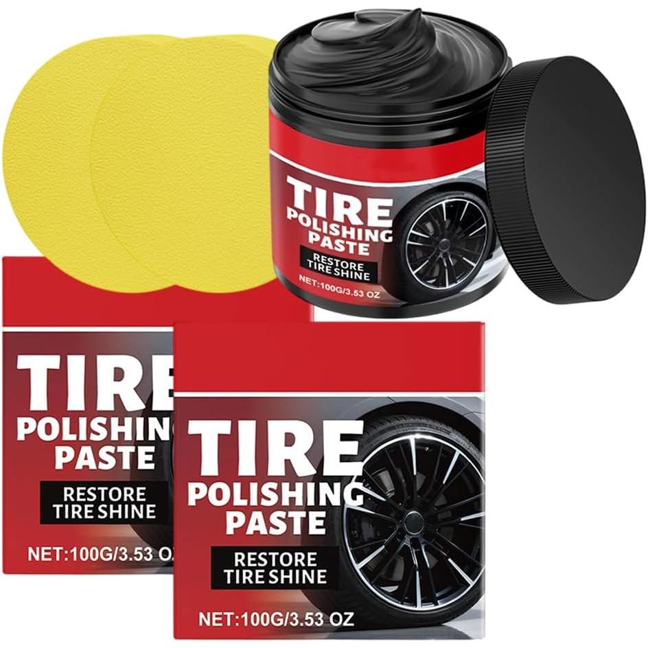Car Tire Shine with Sponge, Wheel Shine Tire Polishing Paste for Cars Trucks Motorcycles RVs & Mor (