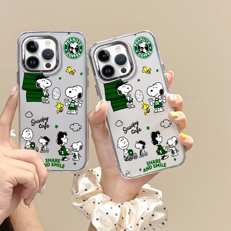 ☕ เคสไอโฟน ลายSnoopy Cafe สไตล์มินิมอลใสโปร่ง เคสเงาใสสวยตา กันกระแทก ทุกรุ่นพร้อมส่ง BCLYK011