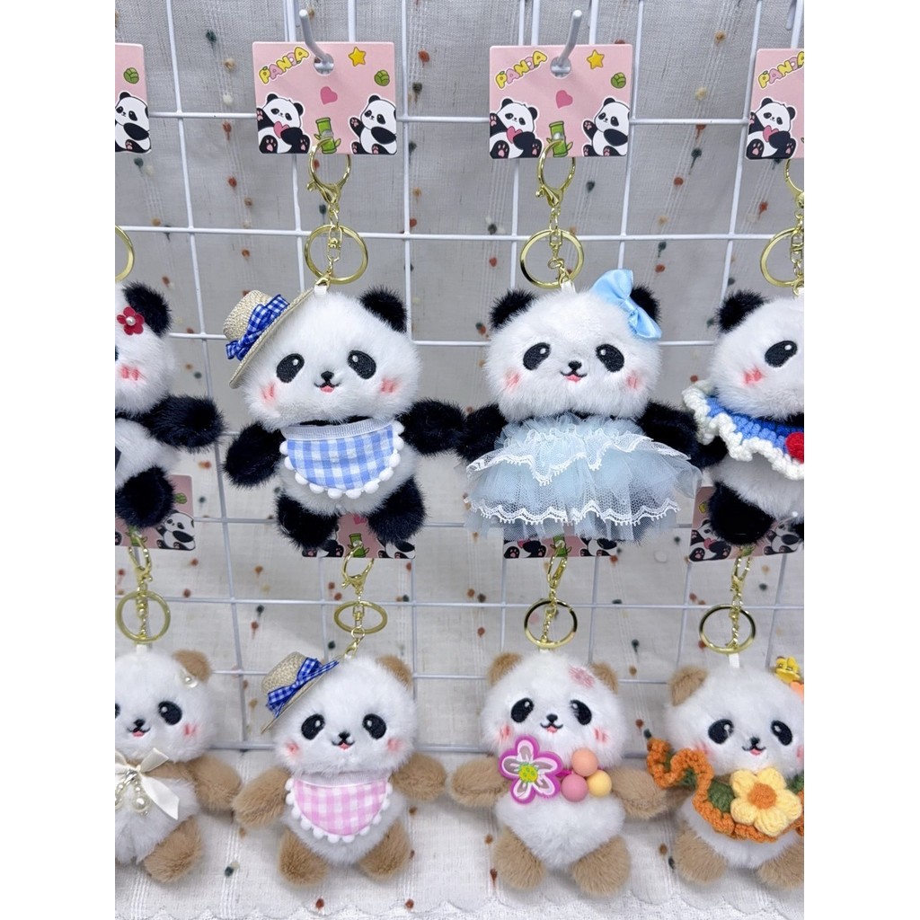 ใหม่ PANDA พวงกุญแจจี้ตุ๊กตาน่ารัก Blush Qizai Panda กระเป๋าเดินทางเครื่องประดับตุ๊กตาตุ๊กตาของที่ระ