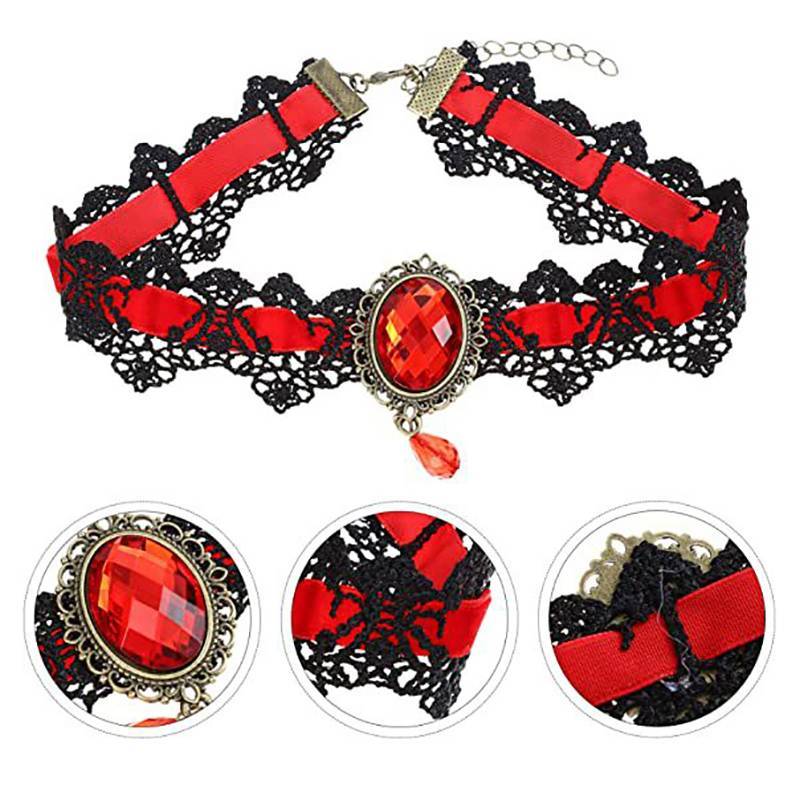 Peacellow Gothic Victorian Lace Nelace ผู้หญิงสาว Boho คริสตัล sel เซ็กซี่ลูกไม้ Choker Steampunk Dark Loli สไตล์เครื่องประดับฮาโลวีน TH