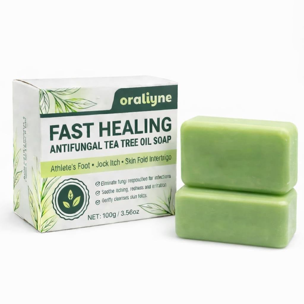 สบู่สูตรอุดมสมบูรณ์ Oralinyne สําหรับเท้านักกีฬา, Jock Itch, Skin Fold Intertrigo (2 ชิ้น)