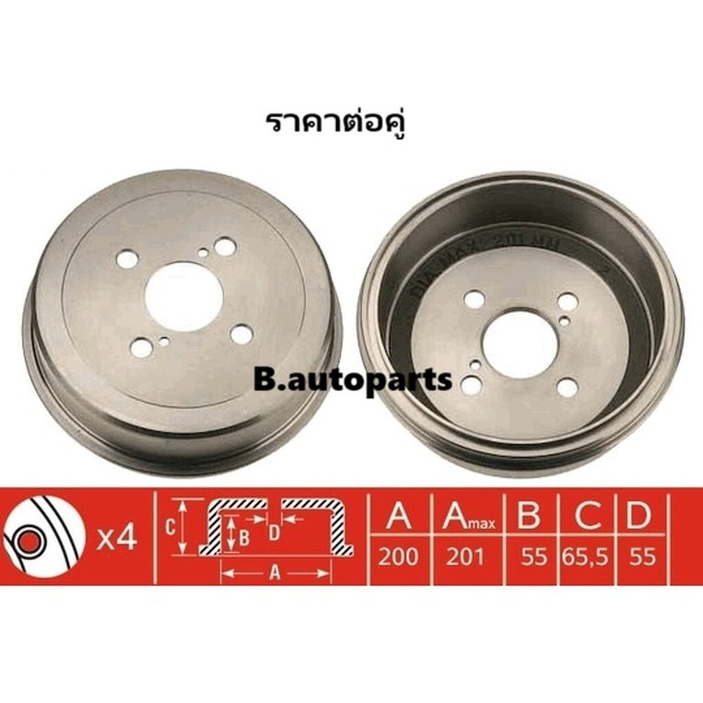 จานเบรคหลัง TOYOTA COROLLA สามห่วง EE100 EE101 EE110 EE111 AE101 AE111 ดรัมเบรค RUNSTOP /คู่