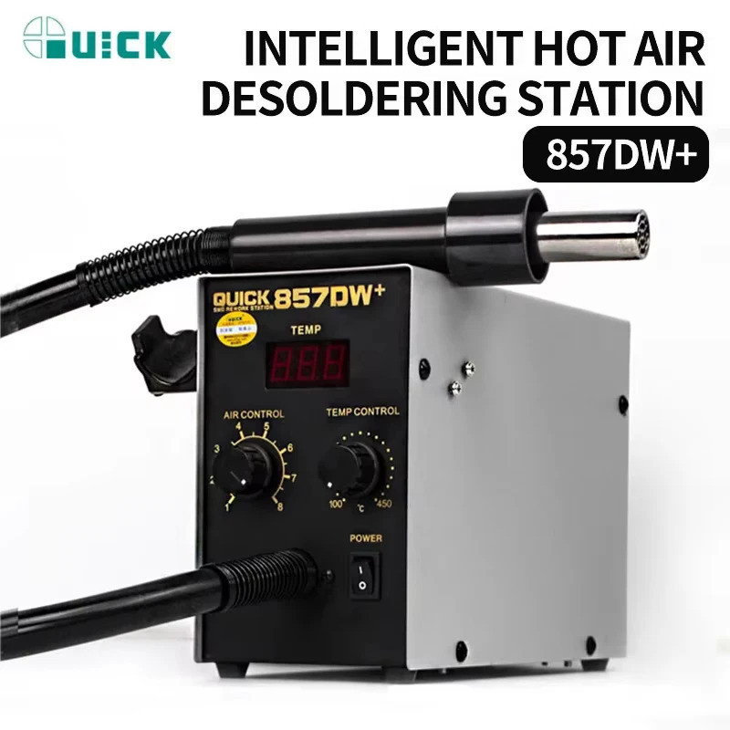 QUICK 857DW + อัจฉริยะ Dual Eddy Current Hot Air Desoldering Station สําหรับ SMD PCB BGA เชื่อมซ่อม 