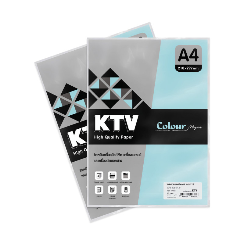 KTV กระดาษการ์ดสี A4 สีฟ้า 120 แกรม รุ่น K Colour (แพ็ค 100 แผ่น)