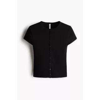 H&M(เอชแอนด์เอ็ม) เสื้อท็อปผ้าริ้วพร้อมกระดุมหน้า ผู้หญิง 1343036_1