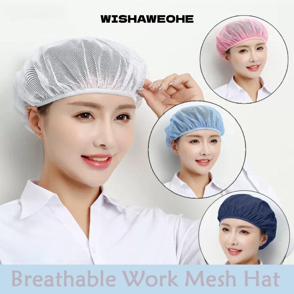 WISHAWEOHE หมวกเชฟ, ตาข่ายคลุมผมทํางานสวมหมวกทํางานตาข่าย, อุปกรณ์คุกสุขาภิบาลหมวกบริการอาหารระบายอากาศโรงแรมร้านอาหาร