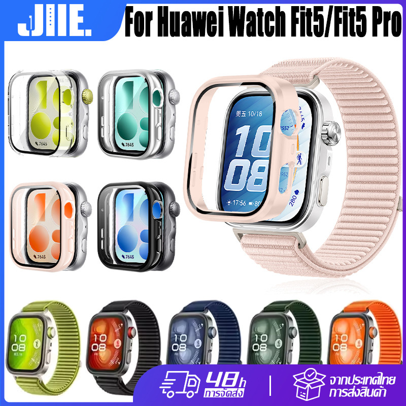 【สาย+เคส】สำหรับ Huawei Watch Fit5/Fit5 Pro สายถักไนลอน+กระจกนิรภัยเคส For Huawei Watch Fit5 Pro/Fit5 เคสกันกระแทก+สาย