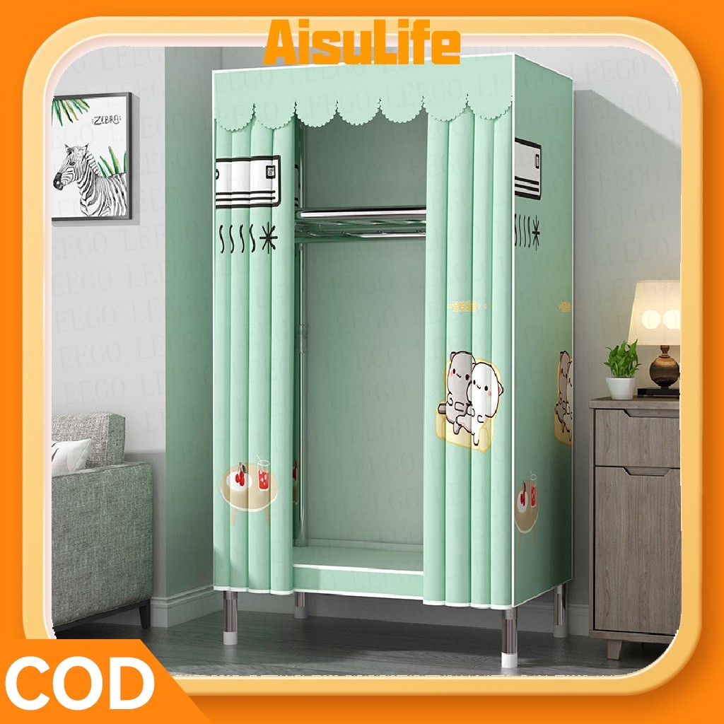 🍉 AisuLife 30MM ตู้เสื้อผ้า ไม่ต้องประกอบ ตู้ผ้า 215CM wardrobe ความจุสูง m ตู้เสื้อผ้าเหล็ก รับน้ำห