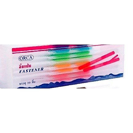 ลิ้นแฟ้มพลาสติก สีขาว กล่องพลาสติกแข็ง ORCA FTN-1 แพ็ค 50 อัน