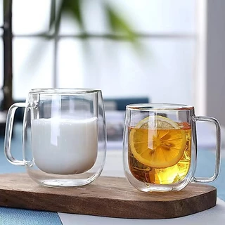 แก้วกาแฟ แก้วสองชั้น น้ำหนักเบา ทนร้อนเย็น จับไม่ร้อน สุดชิค ฮิต ตามร้านกาแฟ คาเฟ่ เกรดเอ