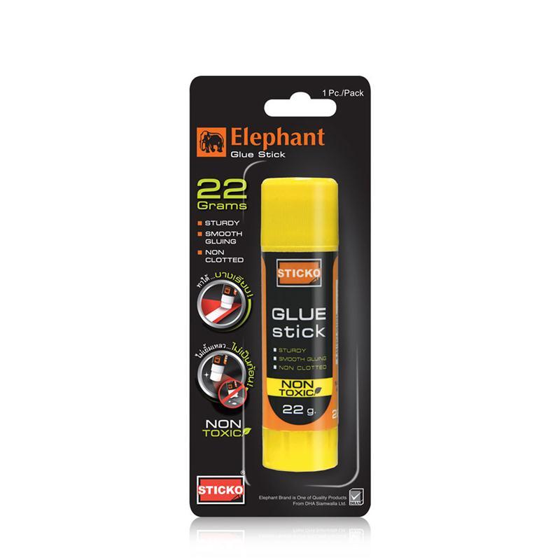 กาวแท่ง ตราช้าง Sticko สีขาว   22 กรัม