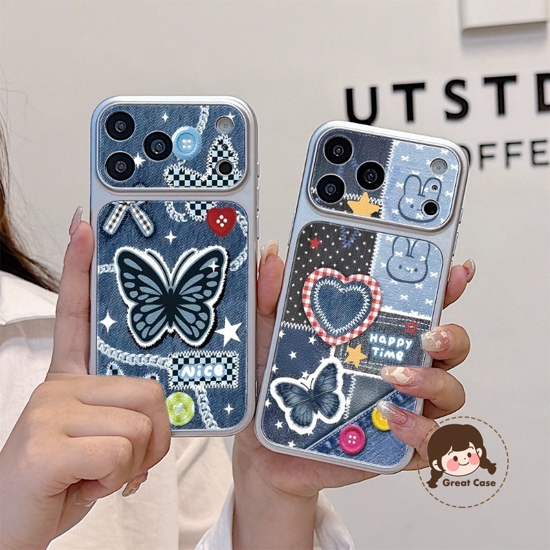 ผีเสื้อกางเกงยีนส์ Patchwork เคสโทรศัพท์สําหรับ Vivo Y05 Y04 Y04S Y03 Y03T Y02 Y02S Y02T Y02A Y01A Y