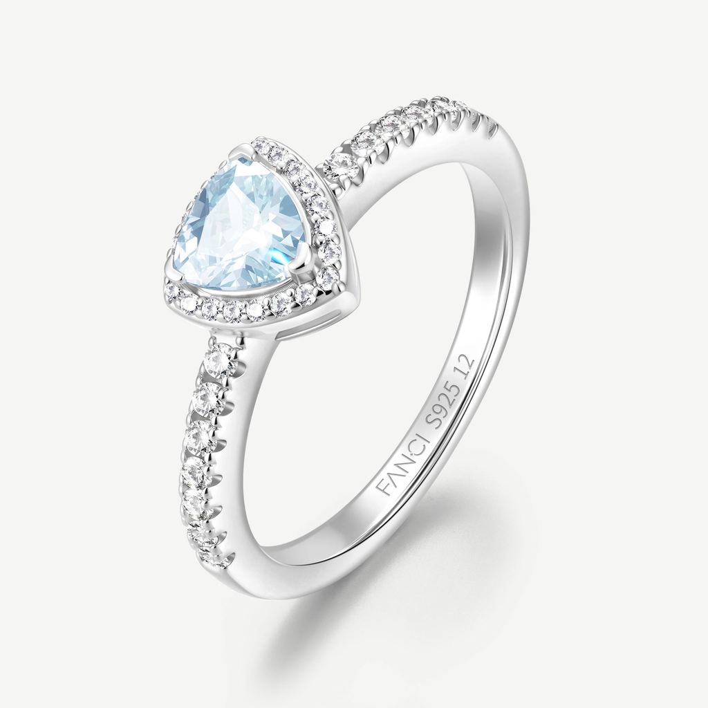 FANCIME แหวนเงิน Trinity Essential สร้าง Aquamarine