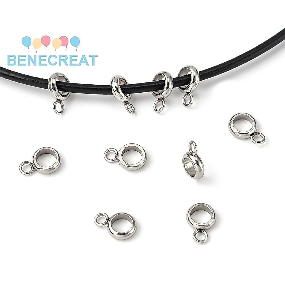 10 ชิ้น 304 สแตนเลสหลอด Bails Loop Bails แบนรอบสแตนเลสสี 8.6x5.8x1.8 มม. รู: 1.8 มม. เส้นผ่านศูนย์กลางภายใน: 4 มม.