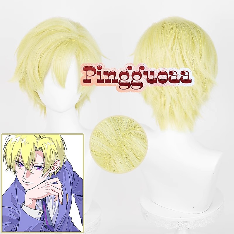 Anime Ouran Highschool Host Club Tamaki Suoh Cosplay Wig 30cm Yellow Short Wigs Heat Resistant Synth