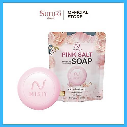 ( 1 ก้อน )  สบู่นิสิต สบู่เกลือชมพู สปาหน้า ลอกฝ้า หน้าตึงใส 100 กรัม NISIT SOAP