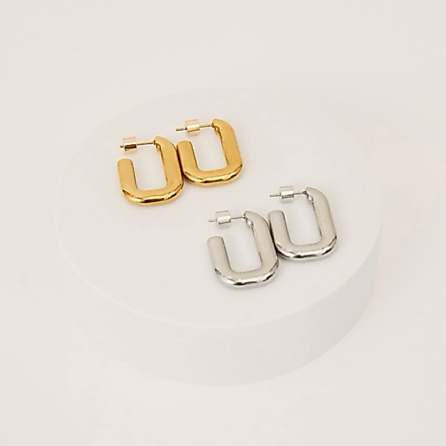 thegoodpieces - Basic square hoop ต่างหูแสตนเลส กันน้ำ ไม่ลอกไม่ดำ