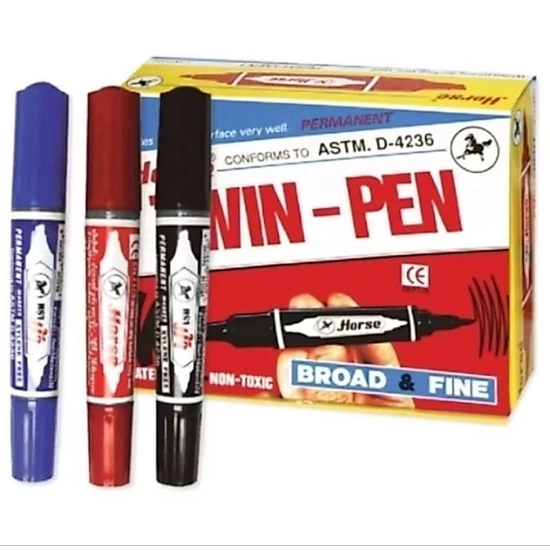 (10โหล) ปากกาเคมี 2 หัว ตราม้า แพ็ค 120 ด้าม มีให้เลือก4สี ดำ,แดง,น้ำเงิน,เขียว