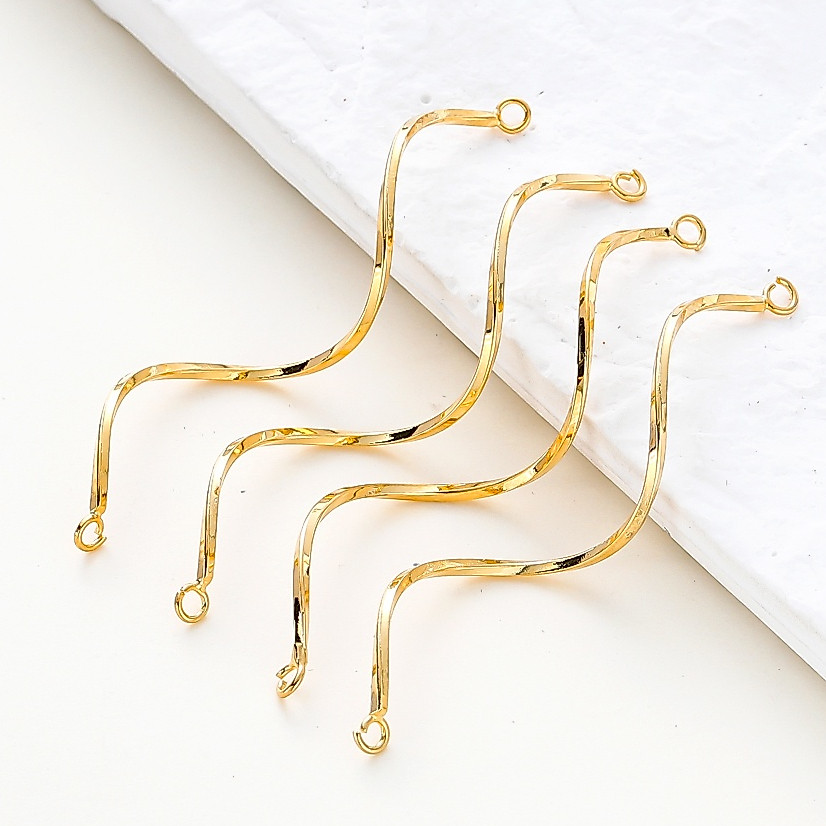 St.kunkka 10Pcs 18K การรักษาสีลวดทองจริงสี่เหลี่ยมวงกลมคู่เสน่ห์แฟชั่นไม่ตกสี DIY เครื่องประดับทำ
